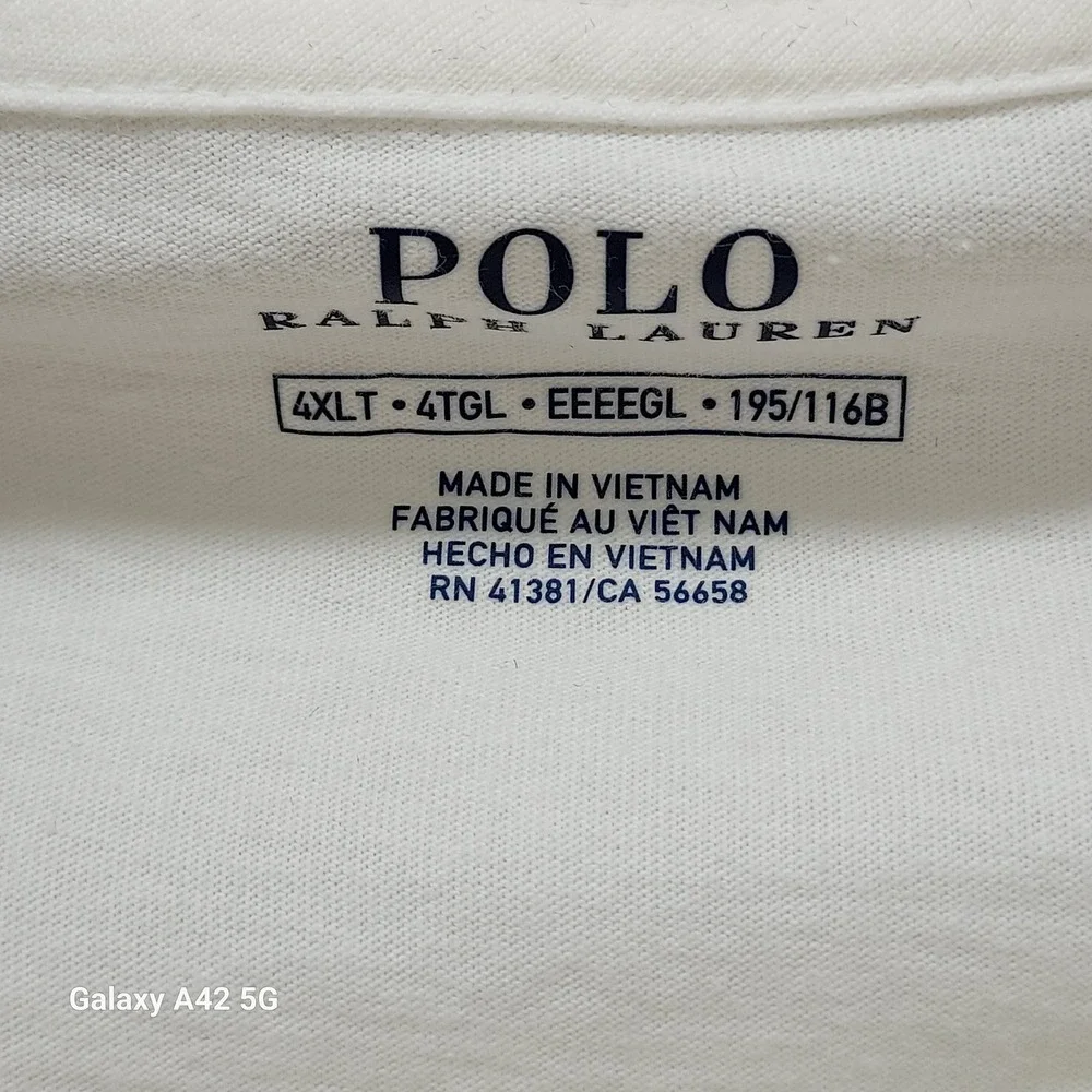 Polo Ralph Lauren Mens 4XLT White Polo 1967 Graphic T-Shirt Short Sleeve Tee